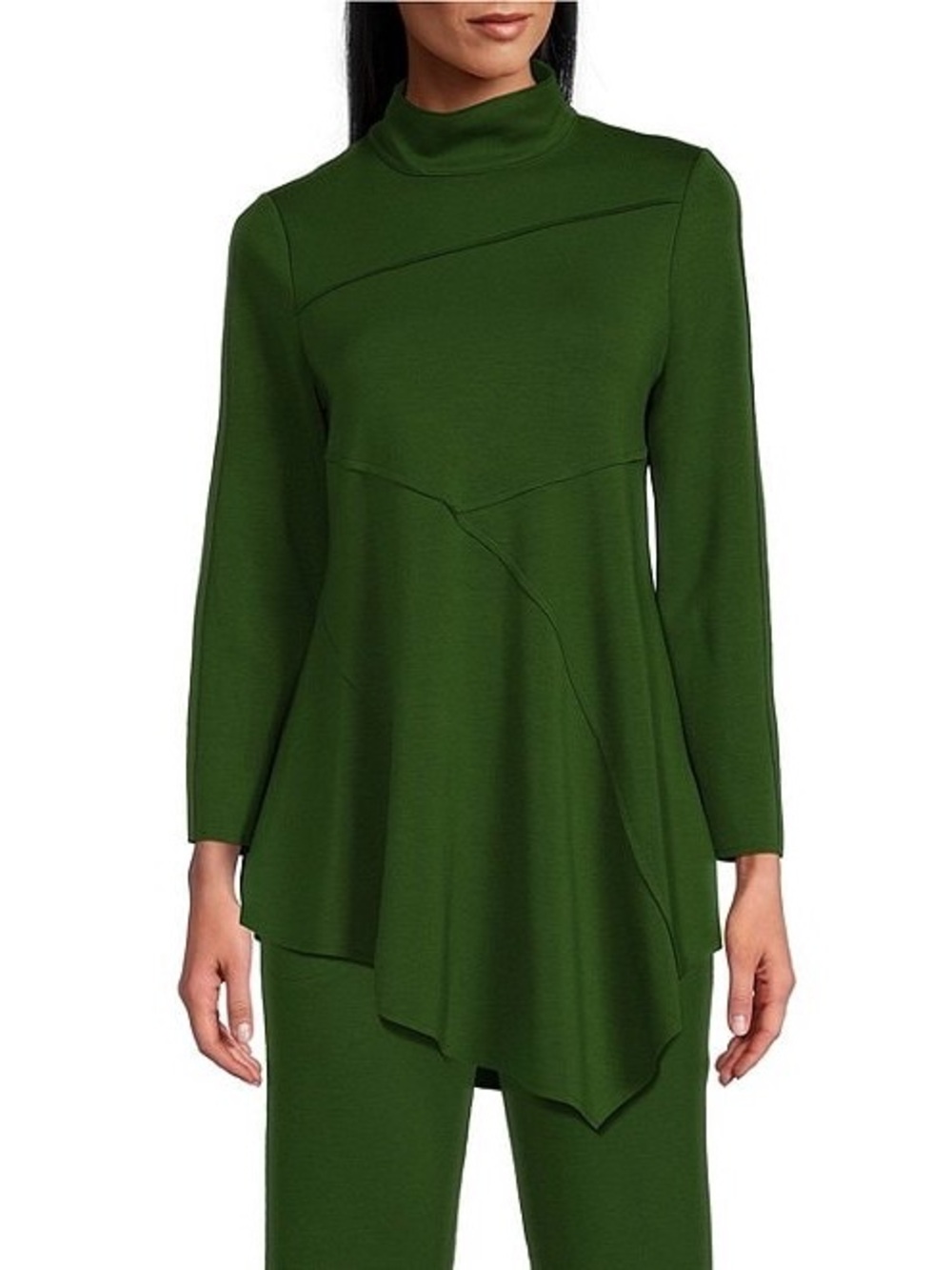 IC COLLECTION Soft Knit Mock Neck Long Sleeve Coordinating Top XL Hunter Green